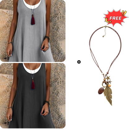 Carla | Vestido sin mangas de dos piezas, holgado y de estilo informal, para mujer