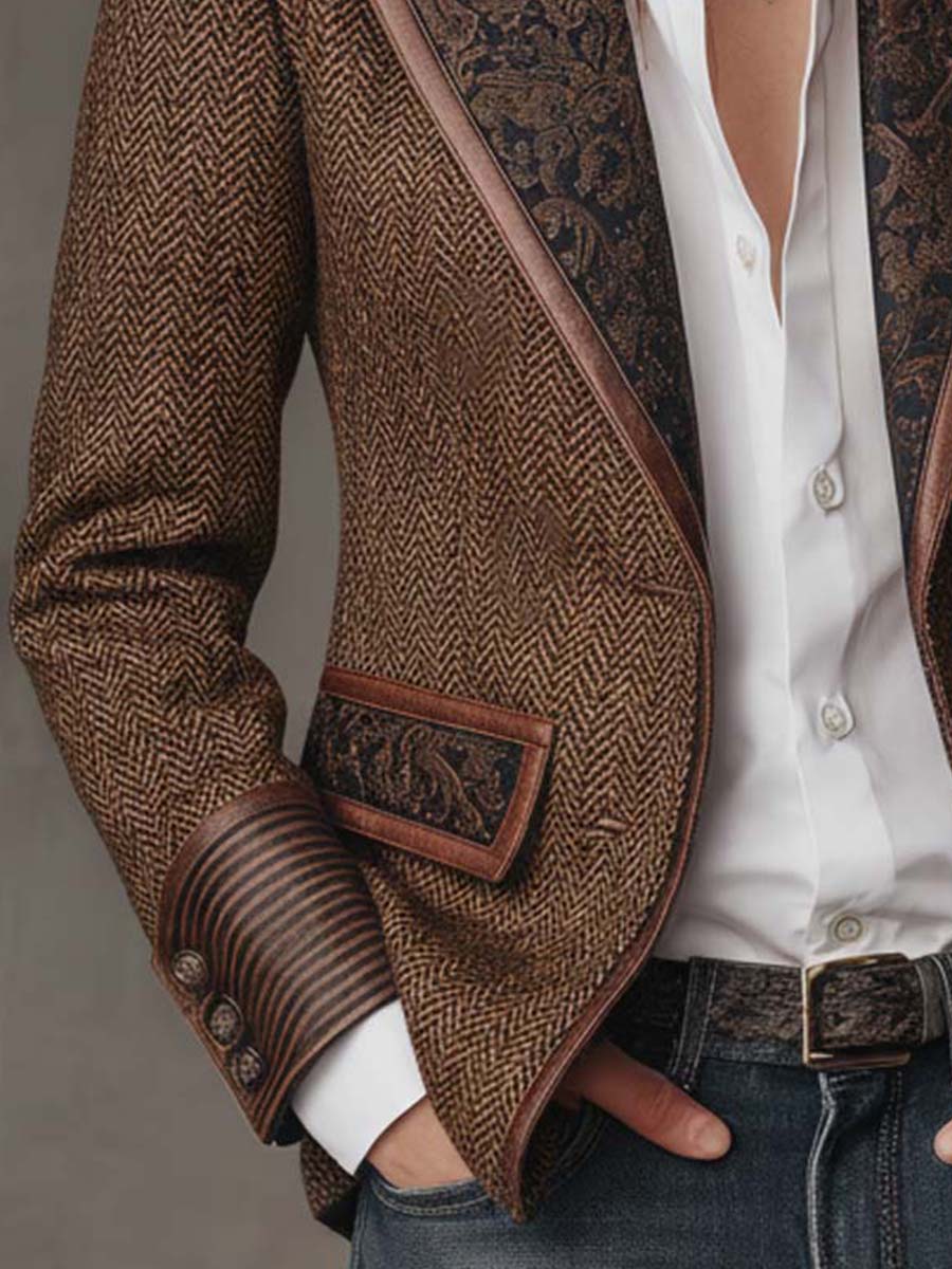Gisela | Blazer con Paneles Estampado de Espiga