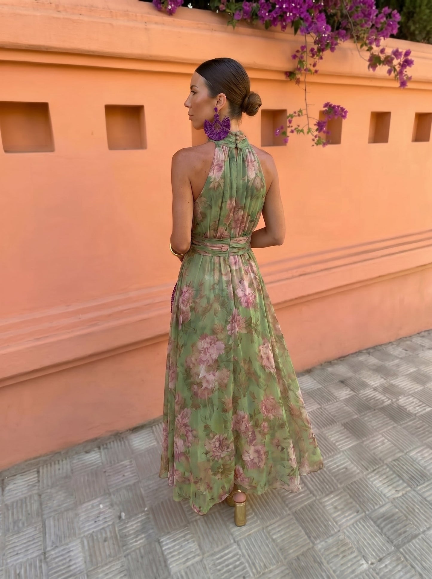 Florencia | Vestido Largo Floral con Escote Profundo