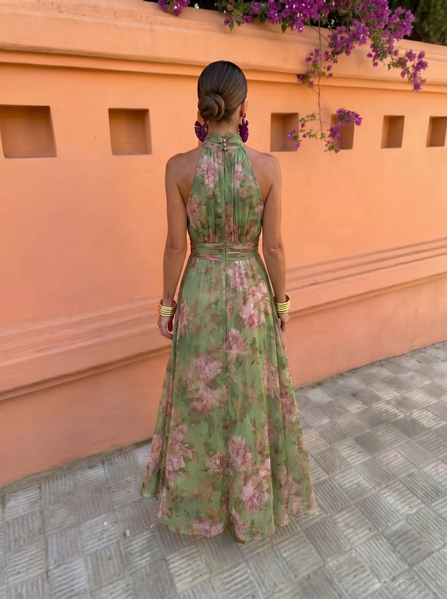 Florencia | Vestido Largo Floral con Escote Profundo