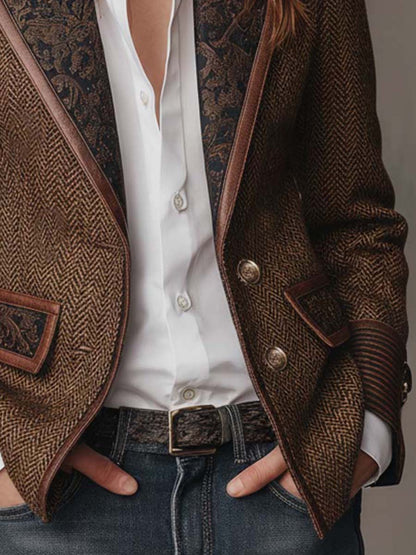 Gisela | Blazer con Paneles Estampado de Espiga