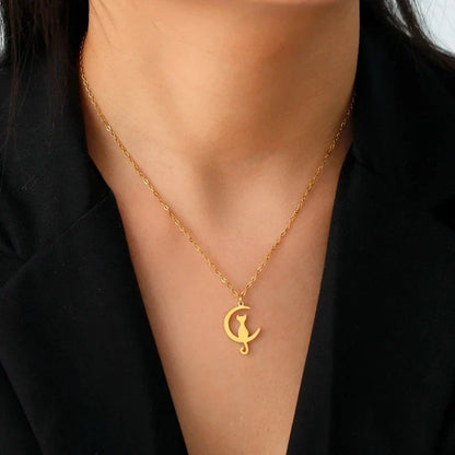 Gato y Luna | Collar con Colgante