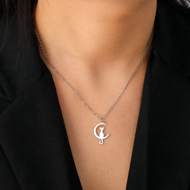 Gato y Luna | Collar con Colgante