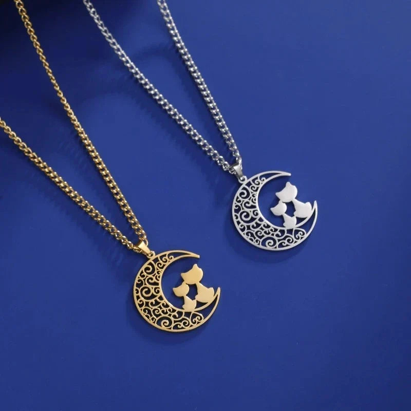 Gato y Luna | Collar con Colgante