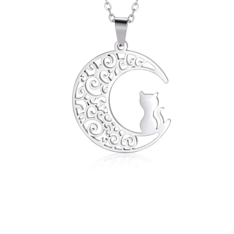 Gato y Luna | Collar con Colgante