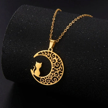 Gato y Luna | Collar con Colgante