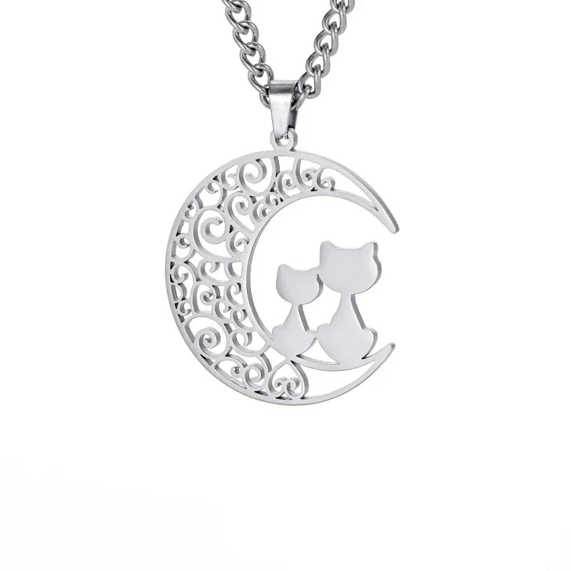 Gato y Luna | Collar con Colgante