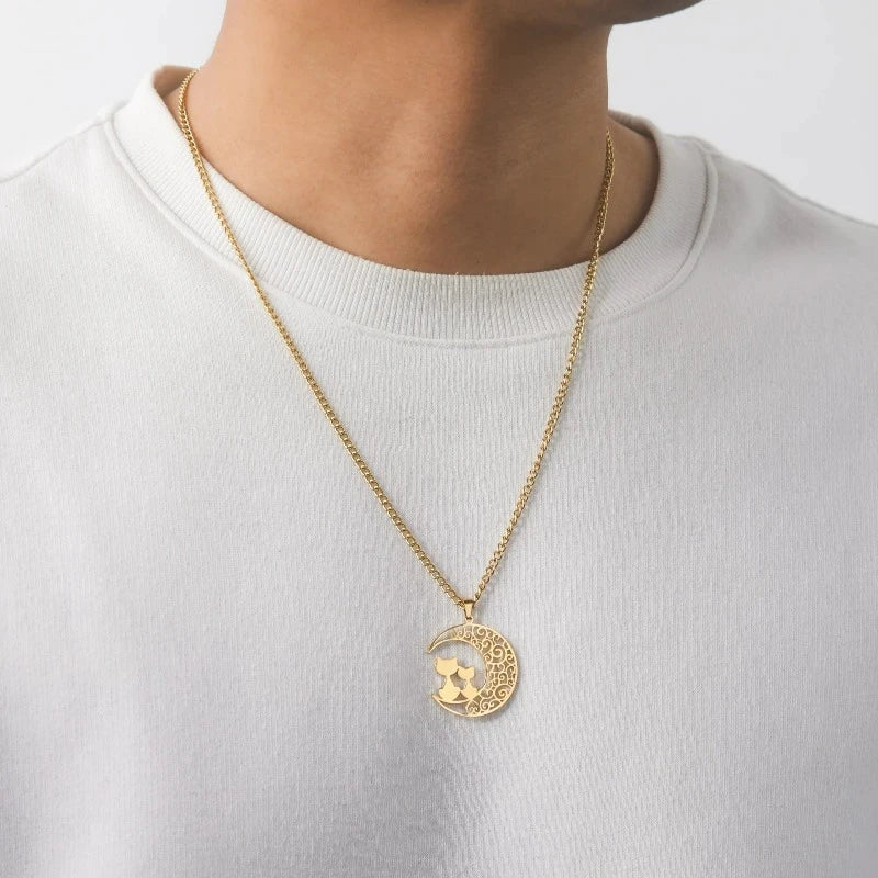 Gato y Luna | Collar con Colgante