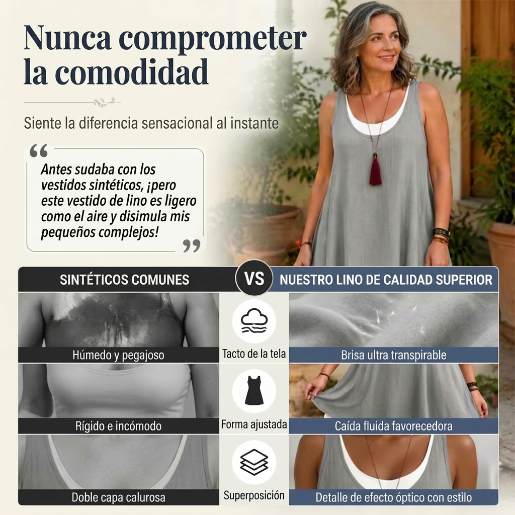 Carla | Vestido sin mangas de dos piezas, holgado y de estilo informal, para mujer