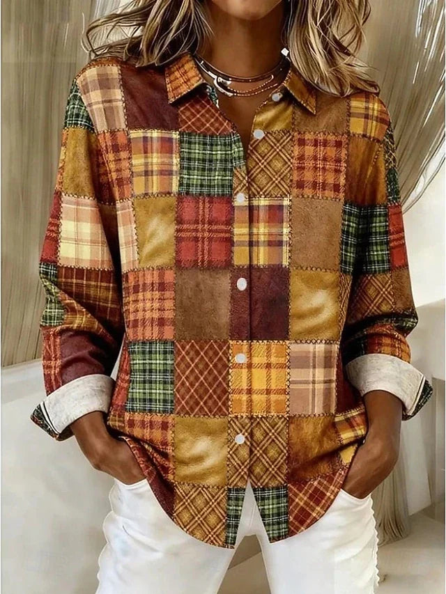 Rufina | Blusa Vintage Patchwork con Botones Delanteros