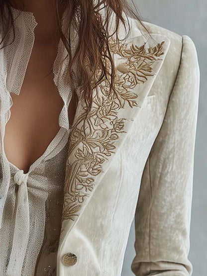 Constanza | Blazer Marfil Bordado Sastre