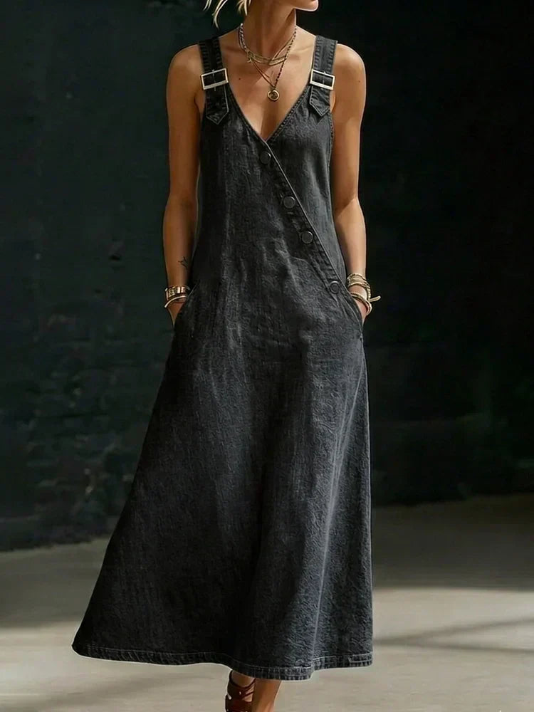 Vera | Vestido Largo en Denim con Botones