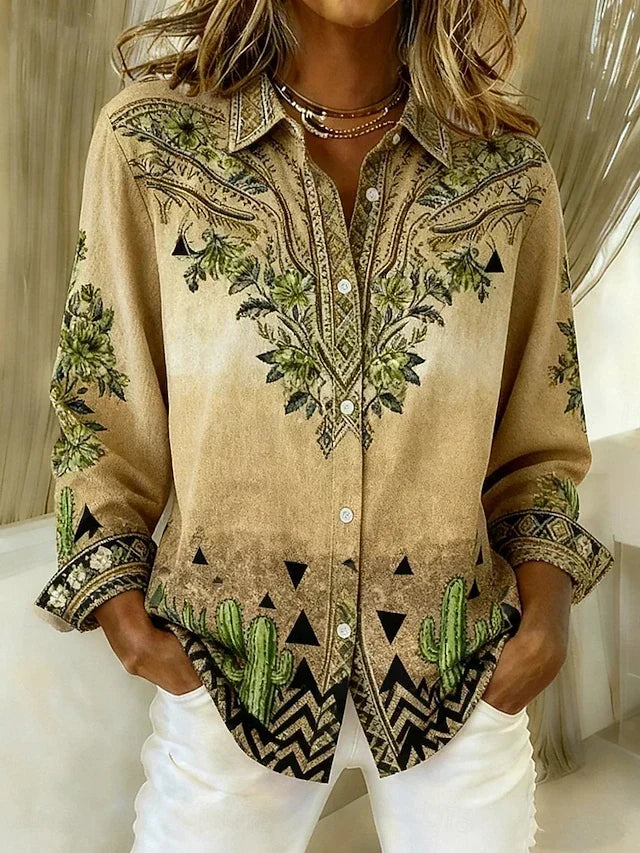 Celestina | Blusa Vintage Floral Western con Botones