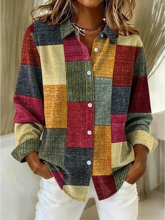 Rufina | Blusa Vintage Patchwork con Botones Delanteros