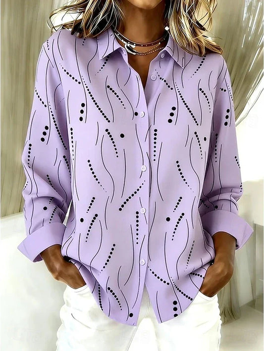 Nicolasa | Blusa Casual con Botones y Estampado Abstracto