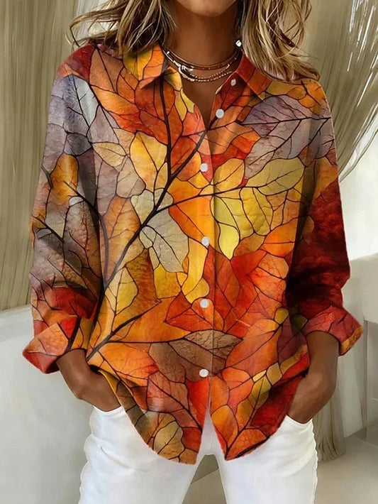 Remigia | Blusa Vintage con Botones y Estampado Botánico