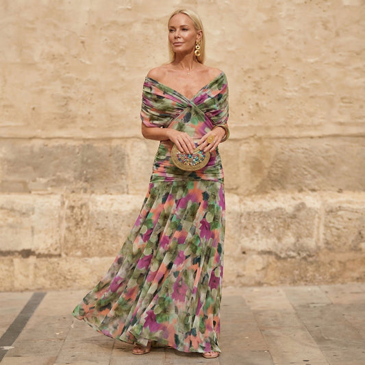 Ignacia | Vestido Largo Plisado Floral