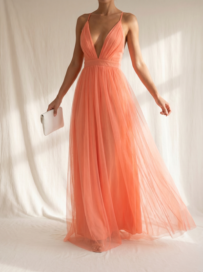 Jesica | Vestido Largo Luz Coral
