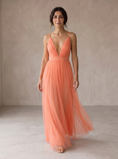 Jesica | Vestido Largo Luz Coral