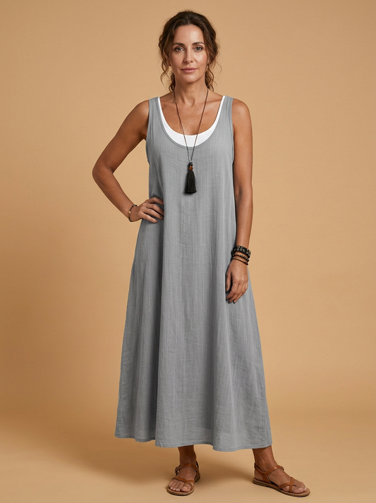 Carla | Vestido sin mangas de dos piezas, holgado y de estilo informal