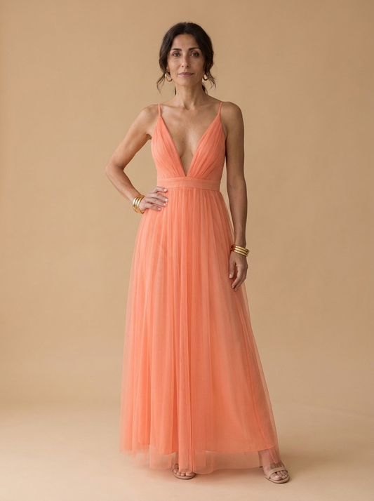Jesica | Vestido Largo Luz Coral