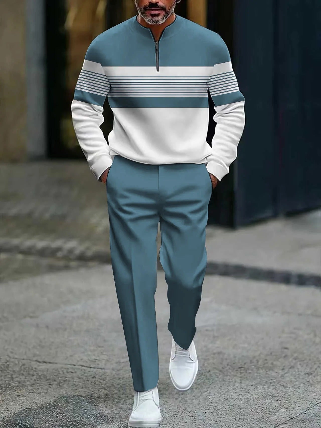 ⌛ Solo quedan 3 días: ¡50 % de descuento en todo! ⏰ Conjunto de hombre: jersey con estampado gráfico y pantalones