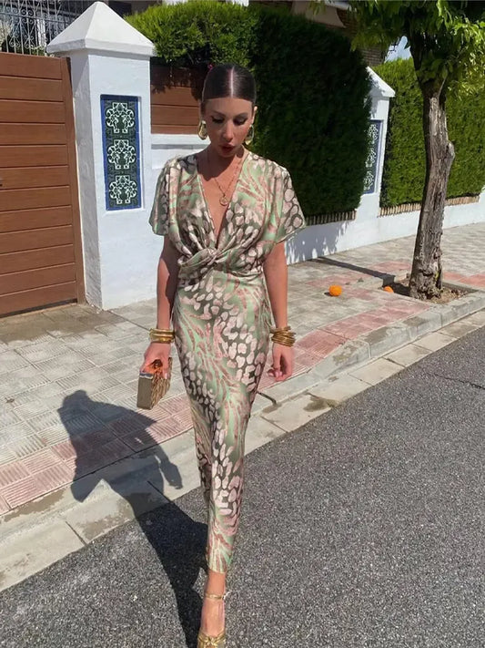 Virginia | Vestido Midi Estampado en Tonos Cobre