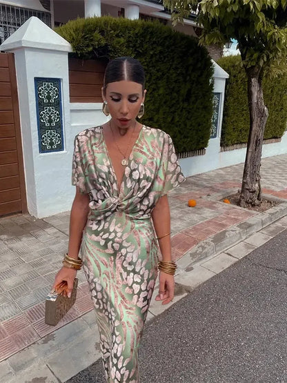 Virginia | Vestido Midi Estampado en Tonos Cobre