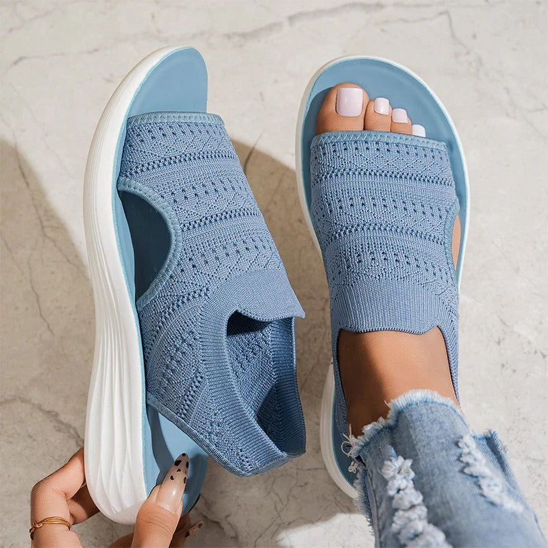 👡🌬️ Sandalias de plataforma tejidas transpirables con correa en el talón