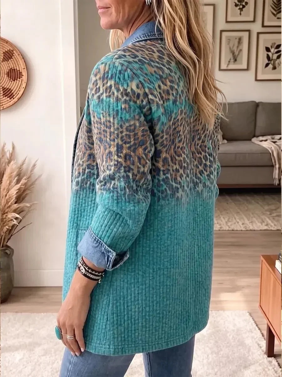 Reyes | Chaqueta Vaquera Elegante Vintage con Estampado de Leopardo