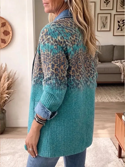 Reyes | Chaqueta Vaquera Elegante Vintage con Estampado de Leopardo
