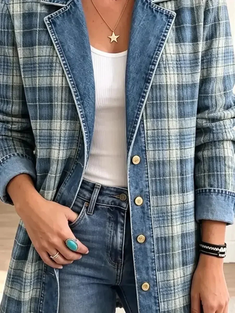 Lidia | Chaqueta Vaquera Casual Retro con Estampado Artístico
