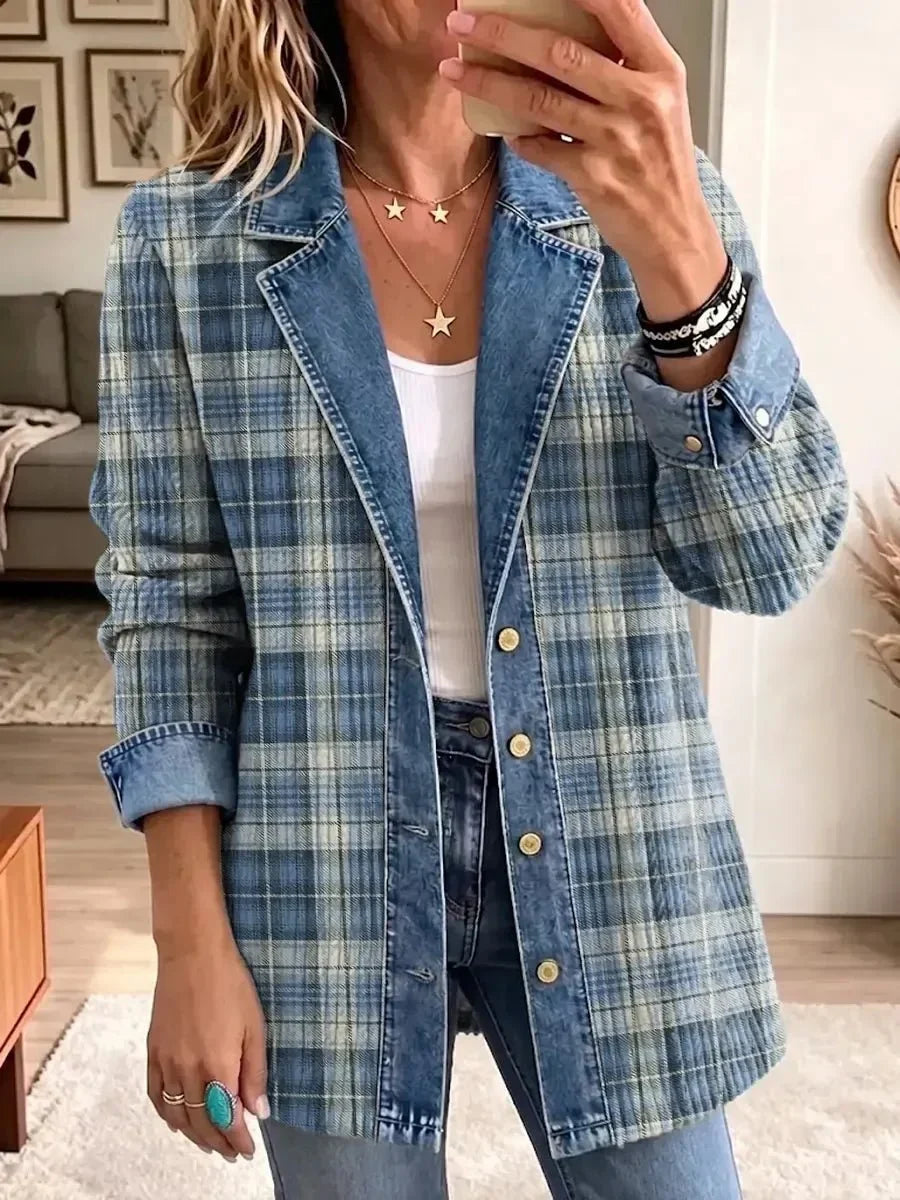 Lidia | Chaqueta Vaquera Casual Retro con Estampado Artístico