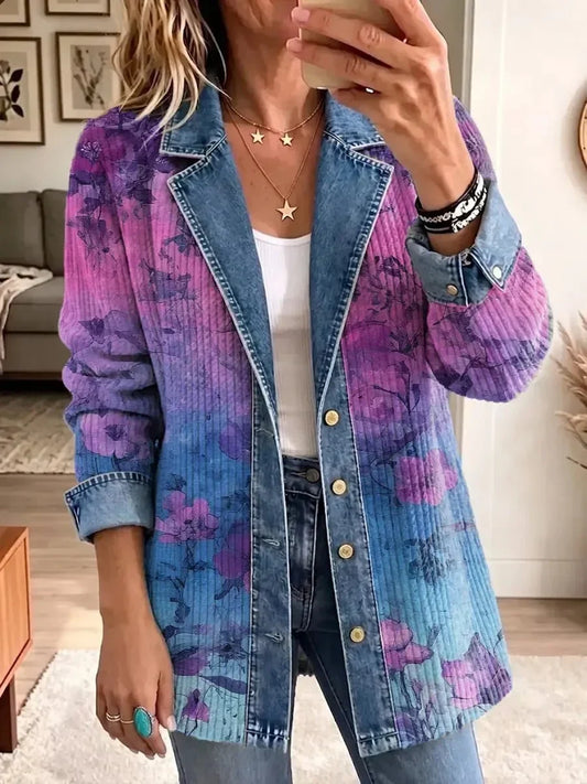 Begoña | Chaqueta Retro con Estampado Floral Artístico