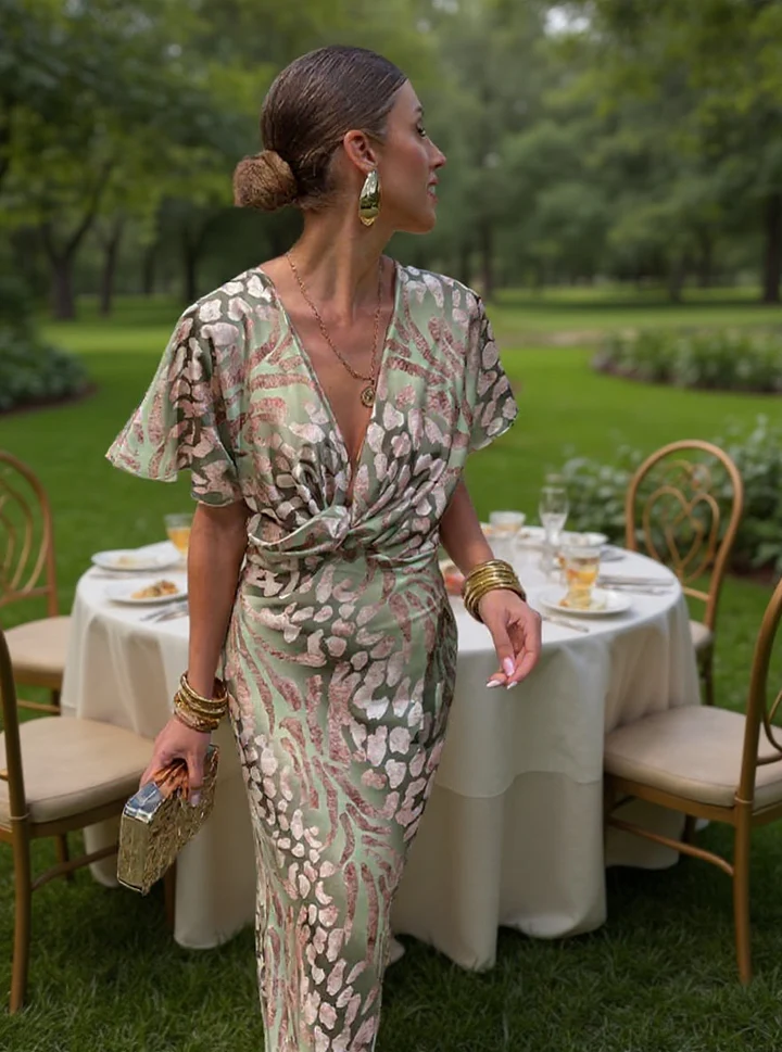 Virginia | Vestido Midi Estampado en Tonos Cobre