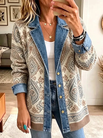 Aránzazu | Chaqueta Vaquera Patchwork Retro de Inspiración Étnica