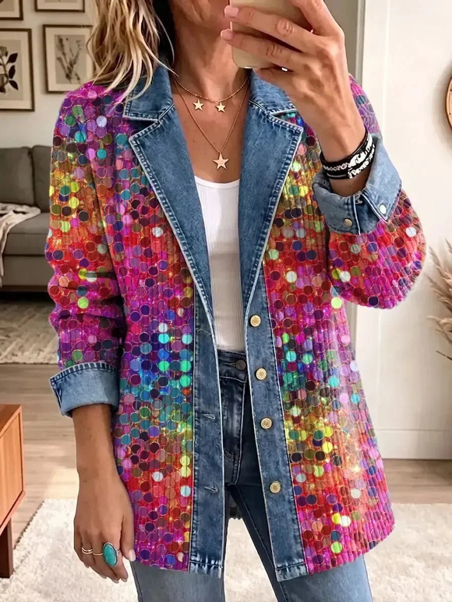 Esther | Chaqueta Retro con Estampado de Lentejuelas Brillantes