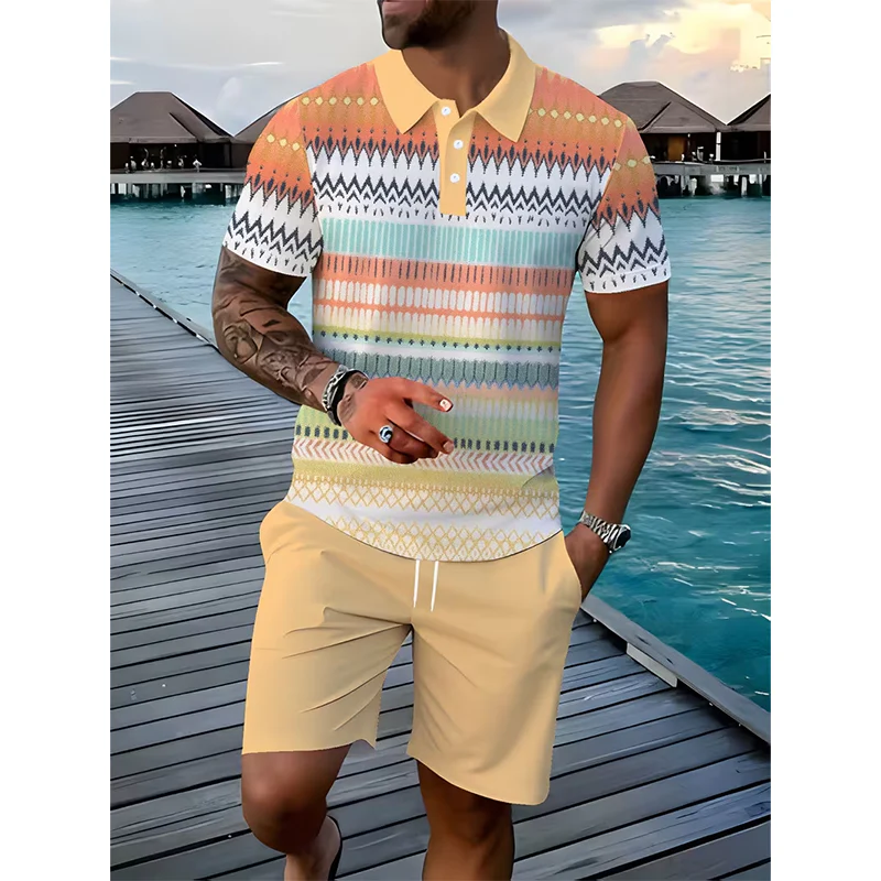 👕 Conjunto de 2 piezas (camiseta y pantalones cortos) para hombre: cómodo, transpirable y versátil para el verano, tiempo libre y viajes ☀️🩳