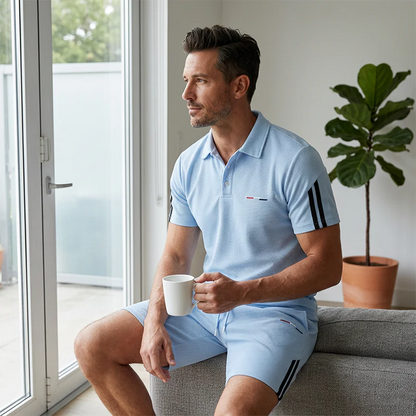 👕 Conjunto de ocio de 2 piezas para hombre: camiseta de manga corta y pantalones cortos, transpirable, cómodo y versátil para el día a día, el deporte y los viajes ☀️🩳