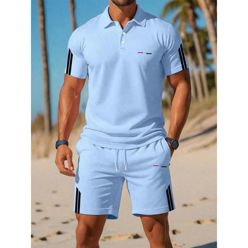 👕 Conjunto de ocio de 2 piezas para hombre: camiseta de manga corta y pantalones cortos, transpirable, cómodo y versátil para el día a día, el deporte y los viajes ☀️🩳