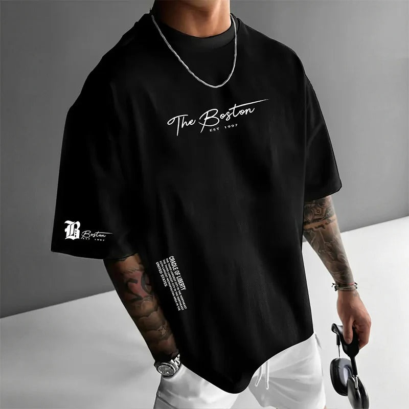 👕🏙️ ¡50 % DE DESCUENTO AHORA! Camiseta de estilo urbano para hombre de corte holgado: mezcla de algodón de primera calidad, corte oversize y estampado gráfico ✨