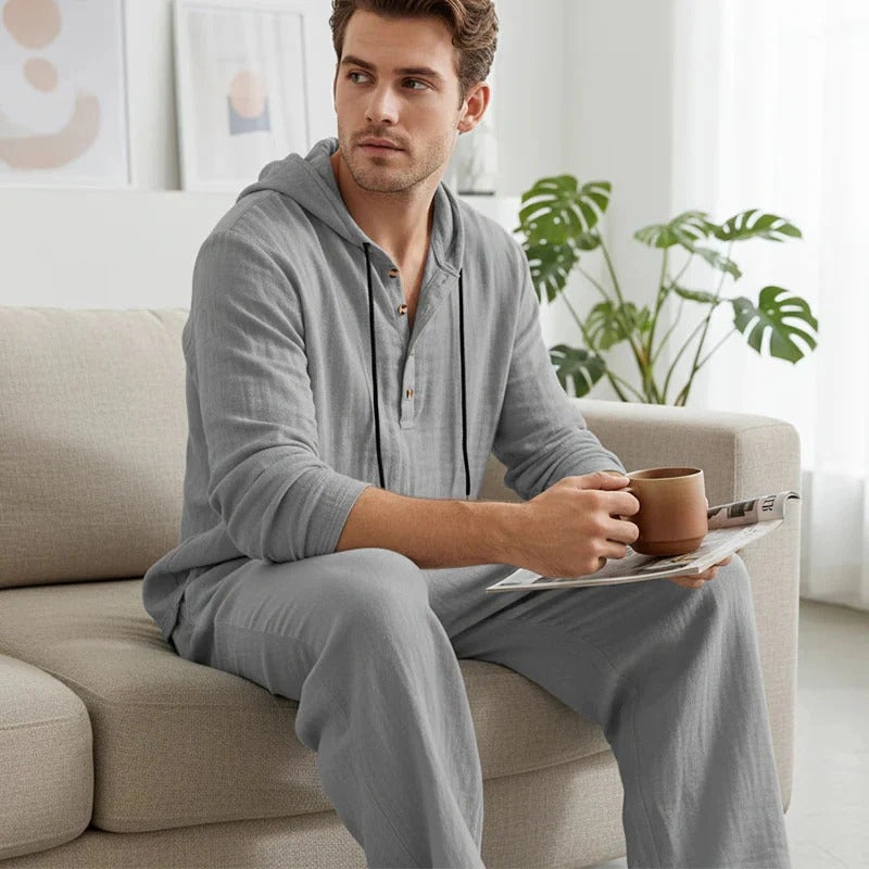 Conjunto de 2 piezas para hombre: camiseta holgada con capucha y pantalones de estilo informal