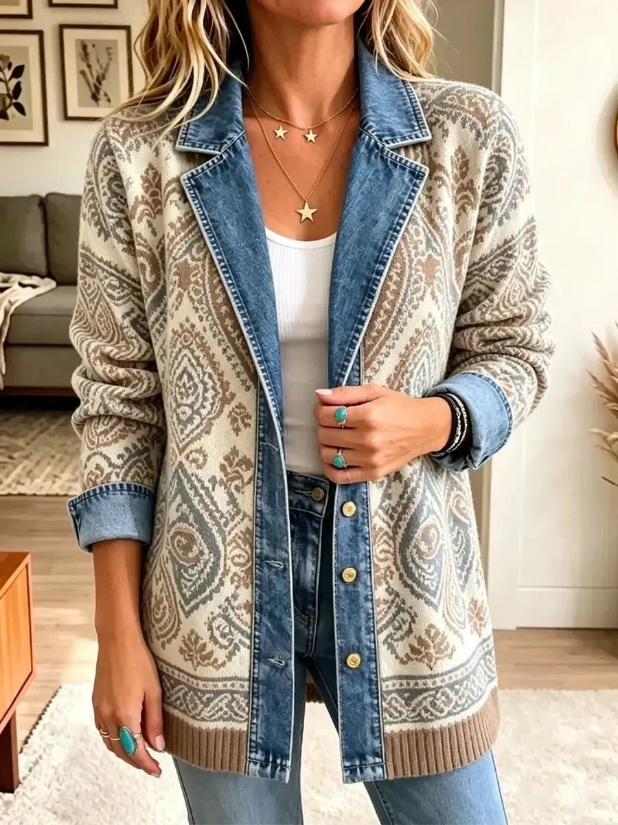 Aránzazu | Chaqueta Vaquera Patchwork Retro de Inspiración Étnica