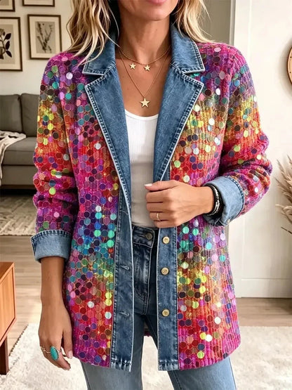 Esther | Chaqueta Retro con Estampado de Lentejuelas Brillantes