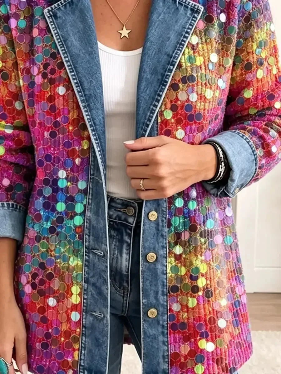 Esther | Chaqueta Retro con Estampado de Lentejuelas Brillantes