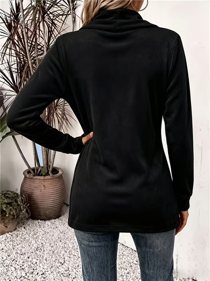 Adoración | Cárdigan de Terciopelo Negro con Lengüeta de Botones