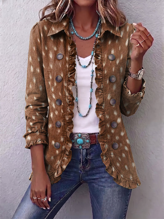 Ilenia | Chaqueta Bohemia Estampado Animal con Volantes