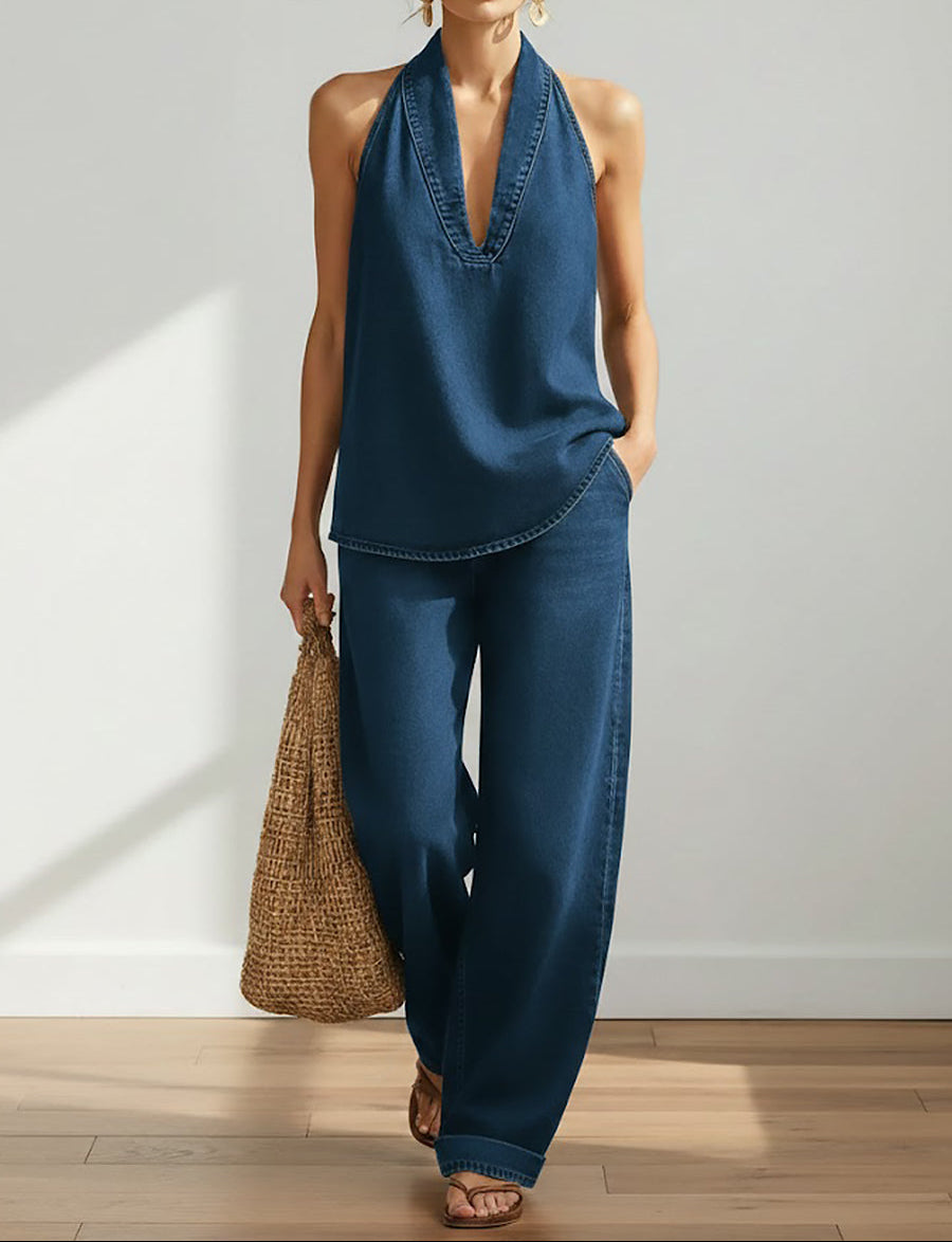 Ivy | Set Gemelo Denim Efecto Vintage Lavado Suave