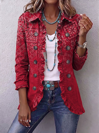 Gaia | Chaqueta Bohemia Paisley Degradado con Volantes