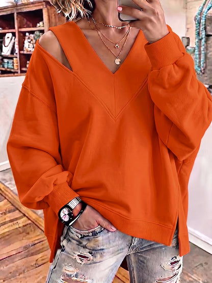 Carmen | Sudadera Oversize con Cuello en V y Corte Asimétrico